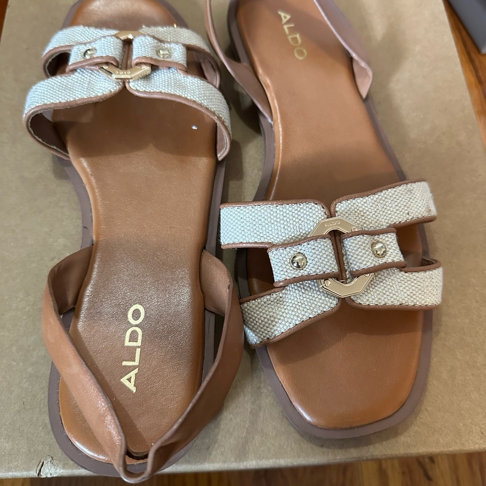 Aldo Women's Brown and Cream Sandals